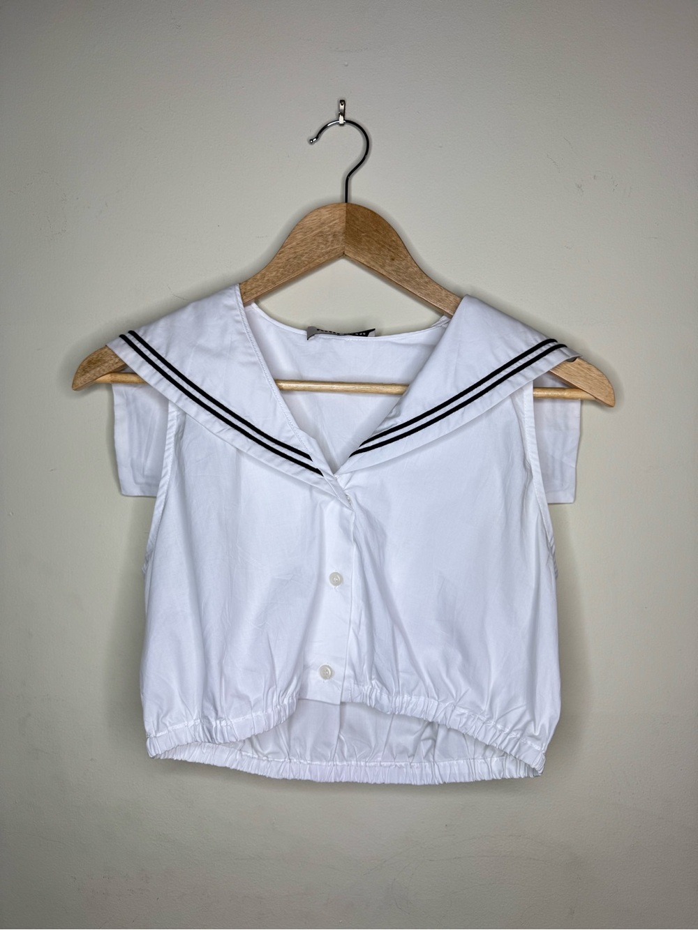 Miu Miu White Poplin Sailor-Style Top